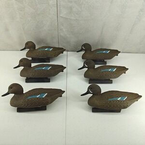 Flambeau Blue-Winged Teal Duck Decoys Set of 6 Vintage Made USA Brown Blue